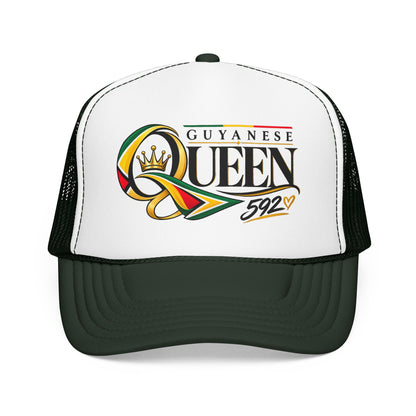 Guyanese Queen Trucker Hat — Foam Mesh Cap with Crown Script