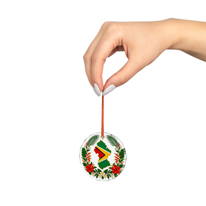 Guyanese gift crystal glass ornament with Guyana map and flag colors