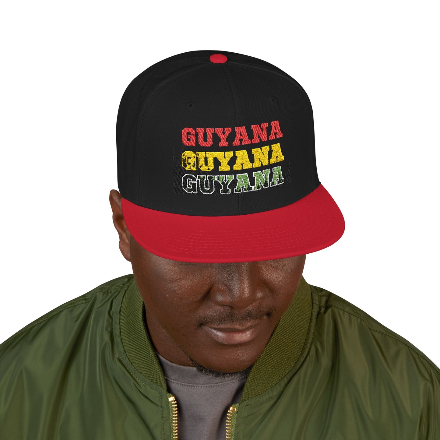 Guyana Retro Snapback Hat — Embroidered Guyanese Pride Cap