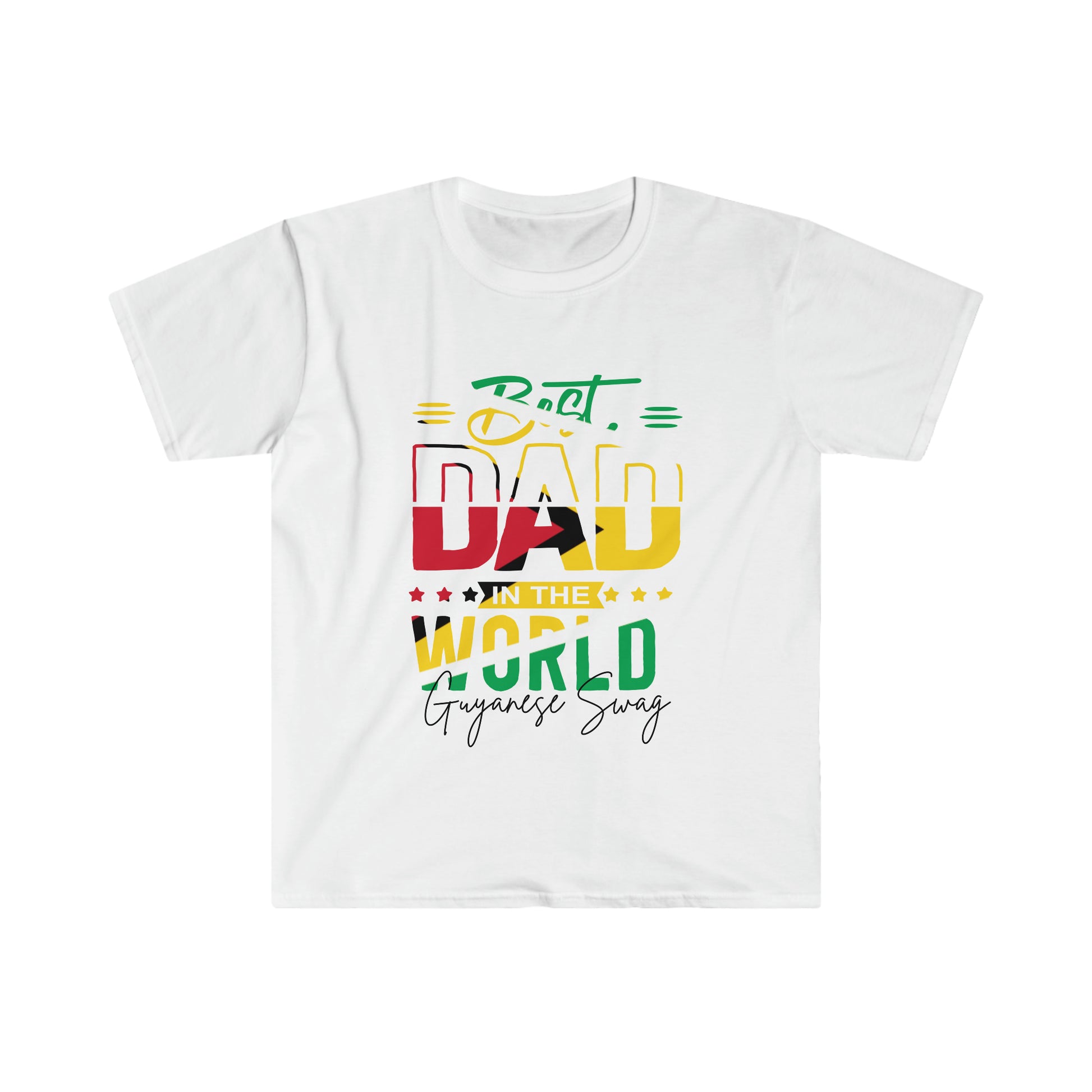 Father's Day Best Dad in The World Men Soft Style Shirt Sleeve T-Shirt by Guyanese Swag.