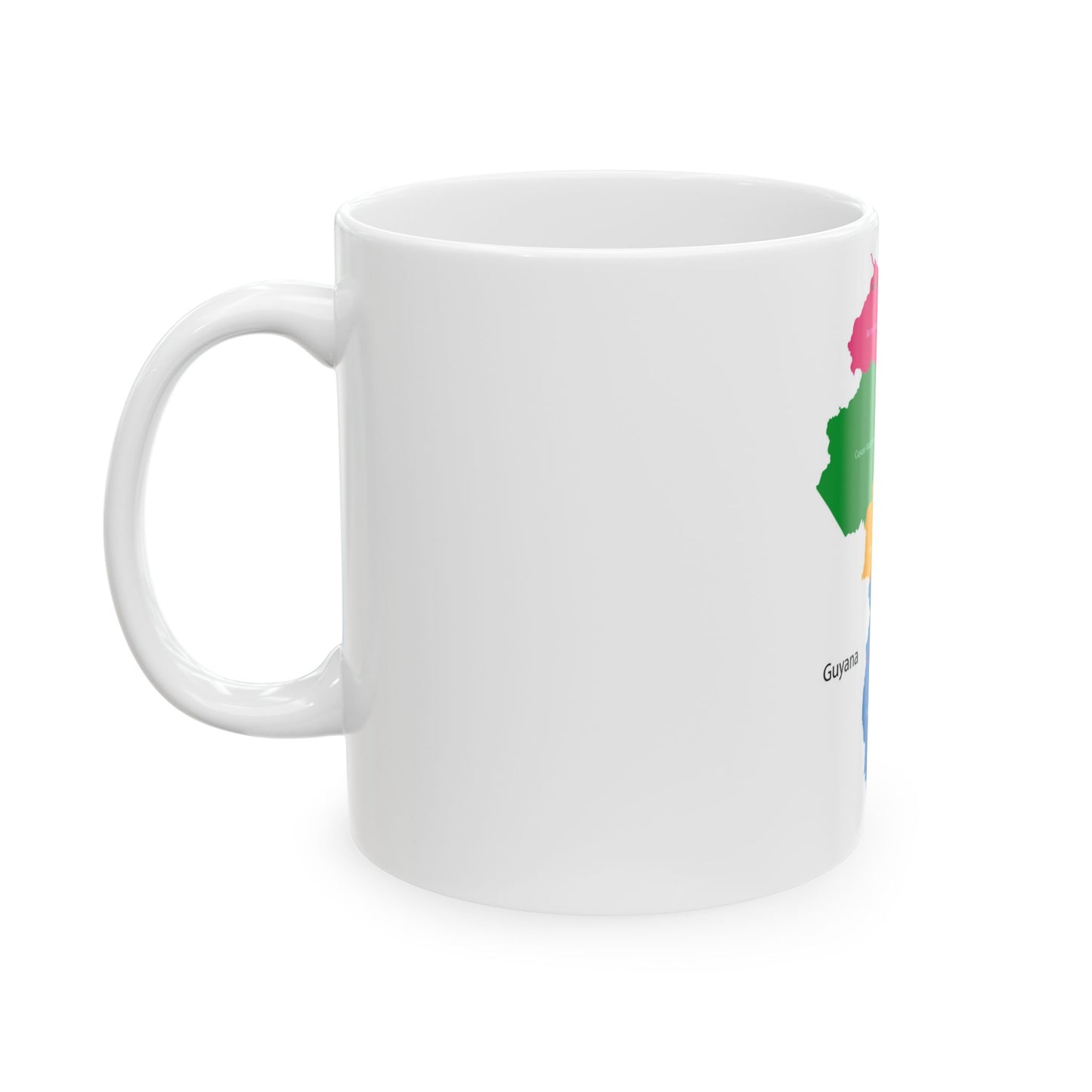 Guyana Regions Map Ceramic Mug — Colorful Labeled Map, 11oz & 15oz