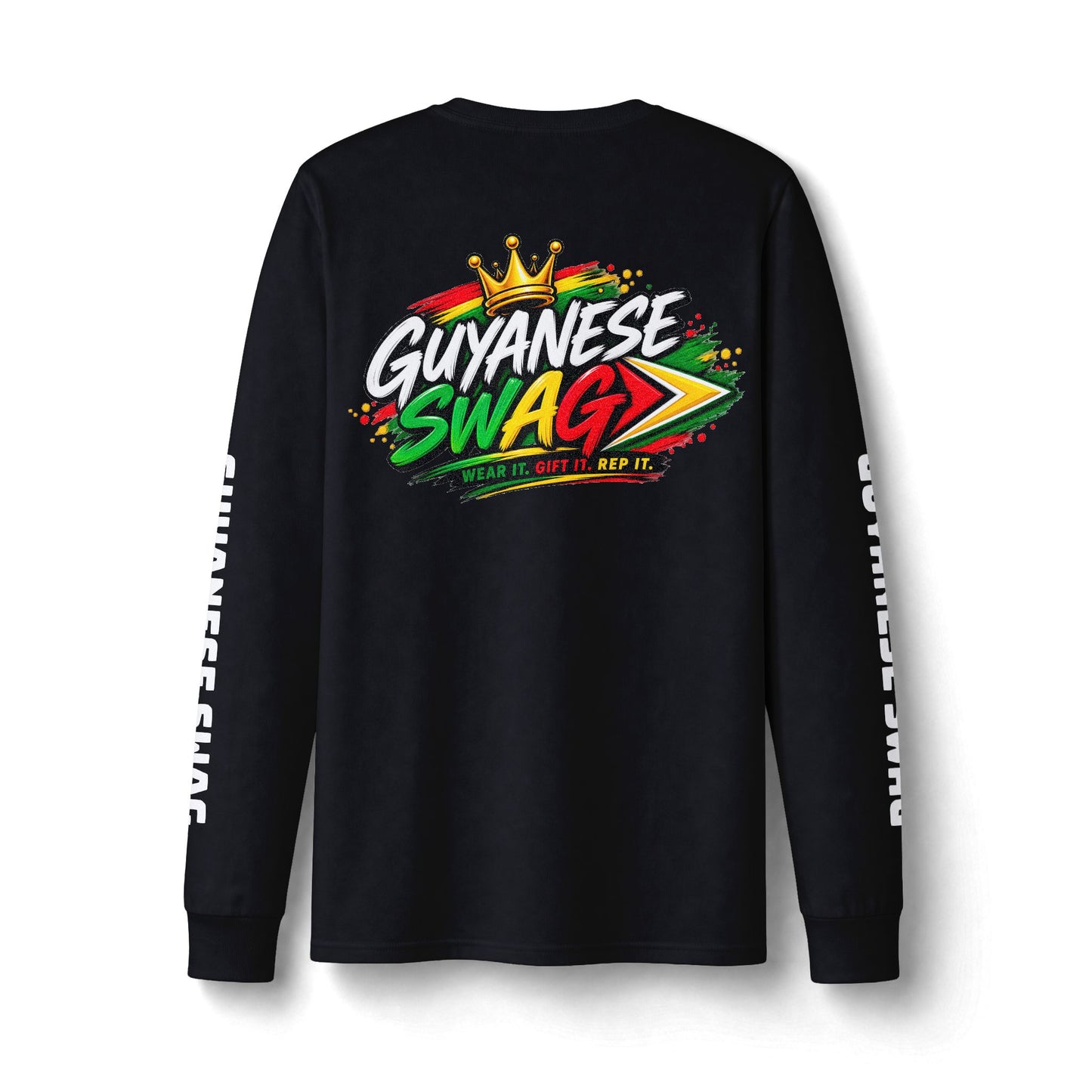 Guyana Arapaima Fishing Long Sleeve Tee — "Guyanese Swag" Graphic