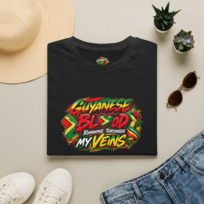 Guyanese Blood T-Shirt — "Running Through My Veins" Patriotic Pride Tee