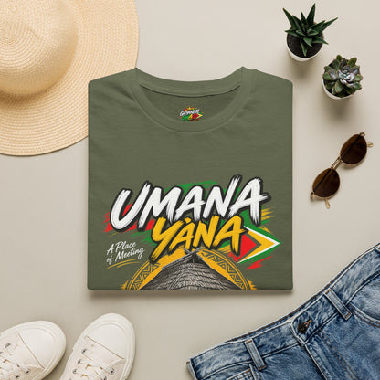 Umana Yana T-Shirt — Guyana Traditional Hut Design, "A Place of Meeting"