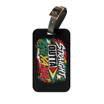 Straight Outta Guyana Luggage Tag — Reggae Flag Travel ID
