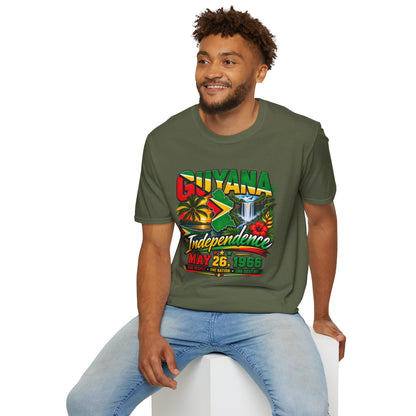 Guyana Independence T-Shirt — May 26, 1966 Retro Flag & Waterfall Tee