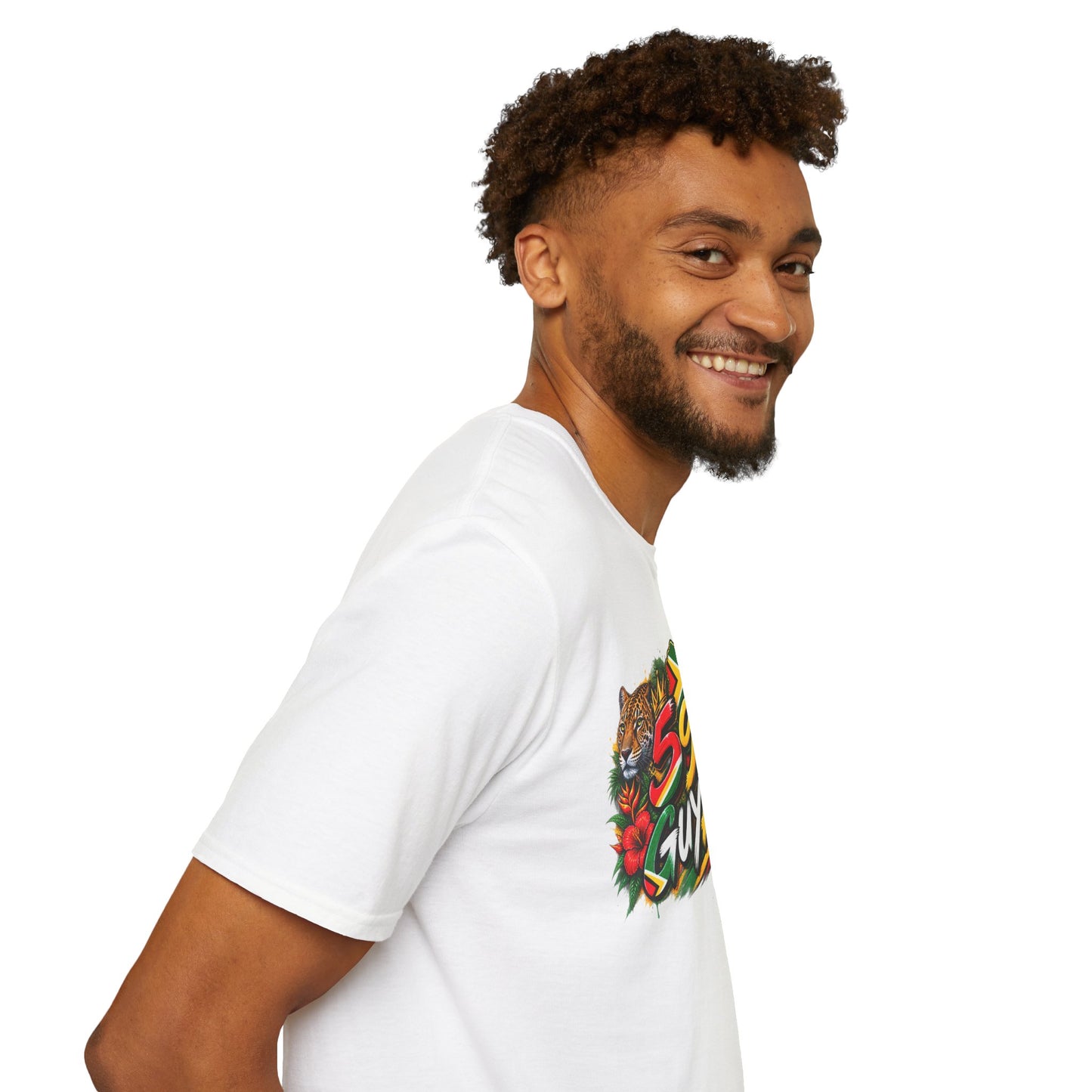 Guyana 592 Tropical Graphic T-Shirt – Tiger, Waterfall & Floral Island Pride