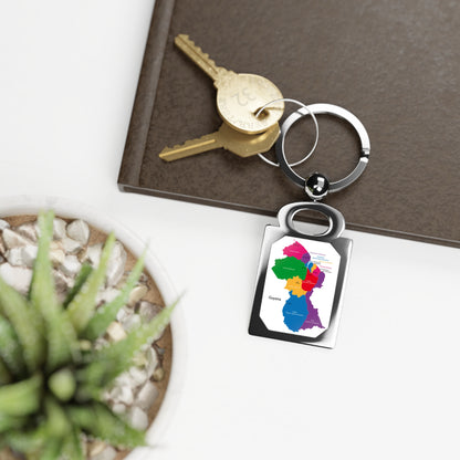 Guyana Map Rectangle Photo Keyring — Metal Photo Keychain with Colorful Regional Map