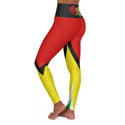 Guyane Swag High-Waist Yoga Leggings — Red, Yellow & Black Flag Design