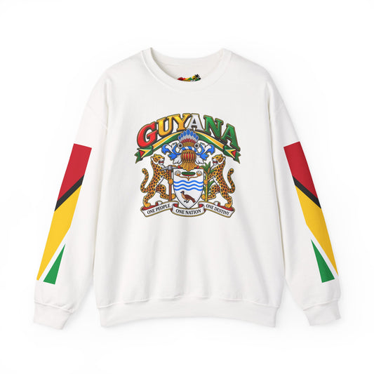 Guyana Crest Crewneck Sweatshirt — Guyanese Flag Sleeve Pullover