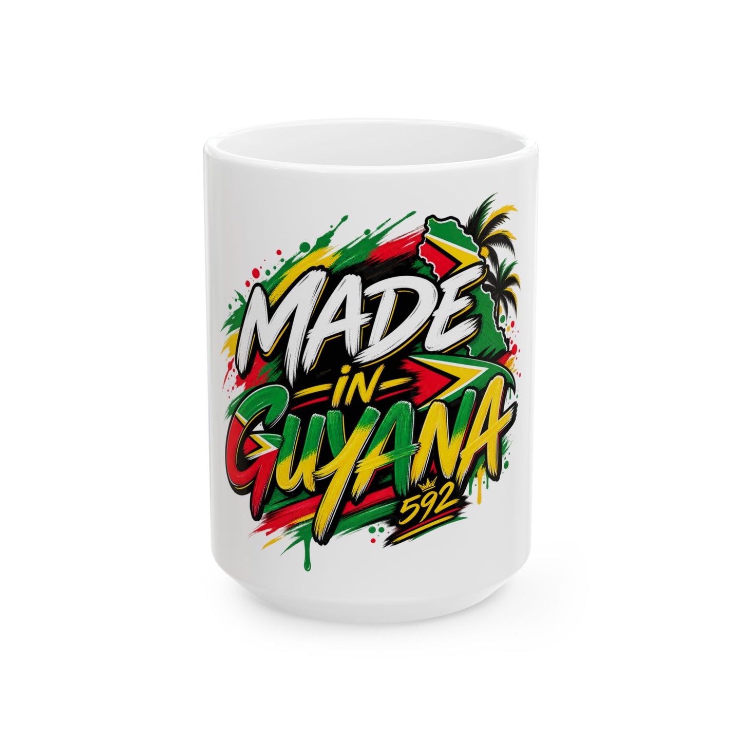Made in Guyana Ceramic Mug (11oz & 15oz) – Colorful Guyanese Pride Coffee Cup