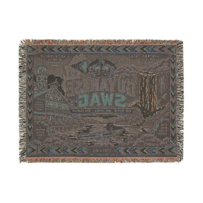 Guyana waterfall woven blanket close-up