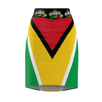 Guyana Flag Pencil Skirt - 'Guyanese Swag' Patriotic AOP Midi