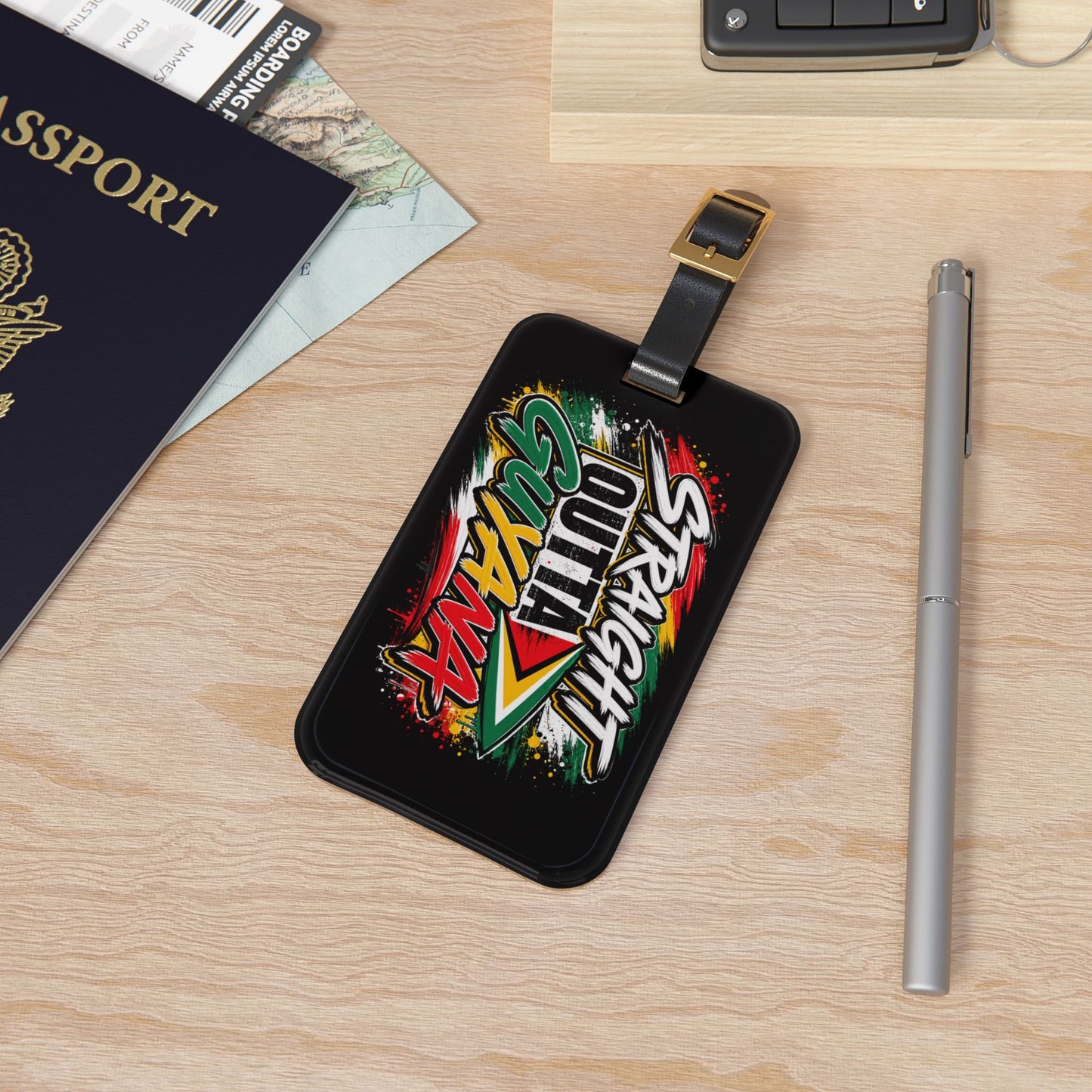 Straight Outta Guyana Luggage Tag — Reggae Flag Travel ID