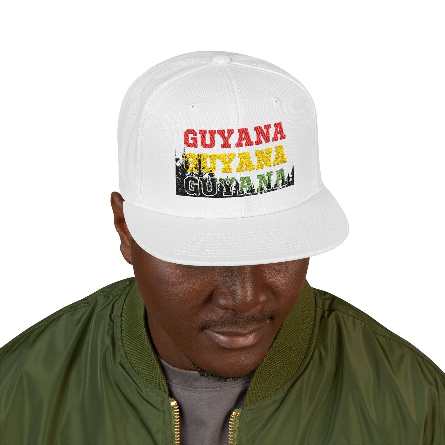 Guyana Retro Snapback Hat — Embroidered Guyanese Pride Cap