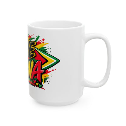 Love Guyana Ceramic Mug – Colorful Guyanese Flag Heart Coffee Cup (11oz, 15oz)