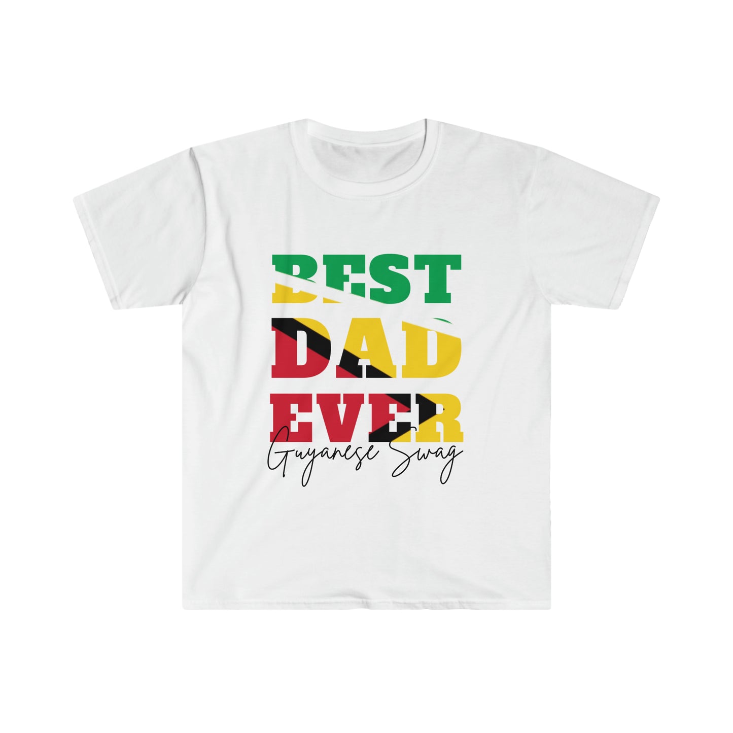 Father's Day Best Dad Ever Men Soft Style Shirt Sleeve T-Shirt by Guyanese Swag.