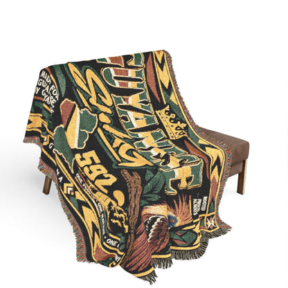 Guyana jaguar throw blanket styled on a sofa