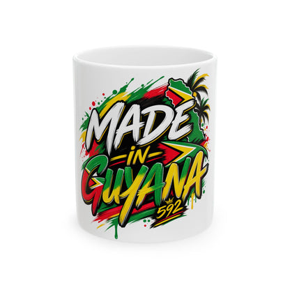 Made in Guyana Ceramic Mug (11oz & 15oz) – Colorful Guyanese Pride Coffee Cup