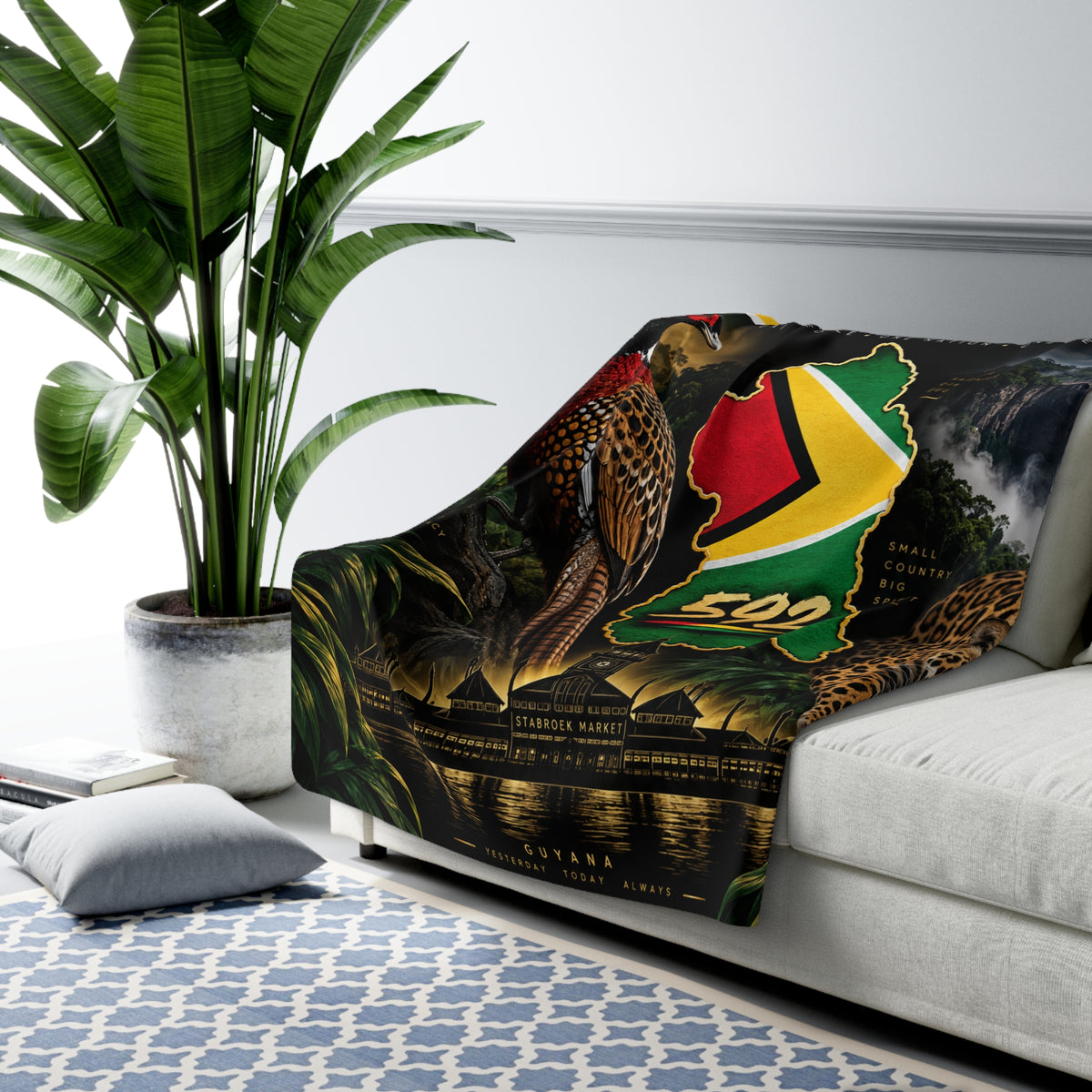 Guyanese cultural gift Sherpa fleece blanket