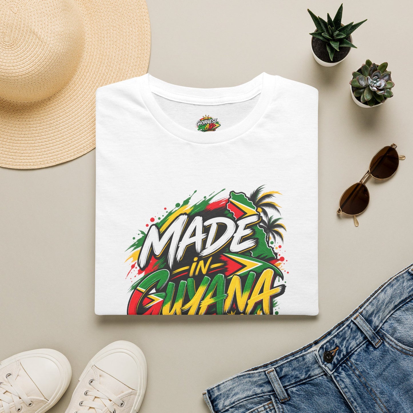 Made in Guyana T-Shirt — Colorful Tropical Pride Graphic Tee