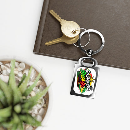 Rectangle Photo Keyring — "Gwanese Swag" Reggae Chrome Keychain