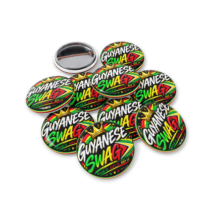 Guyanese Swag Round Pin – Bold Flag Colors & Crown Button Badge