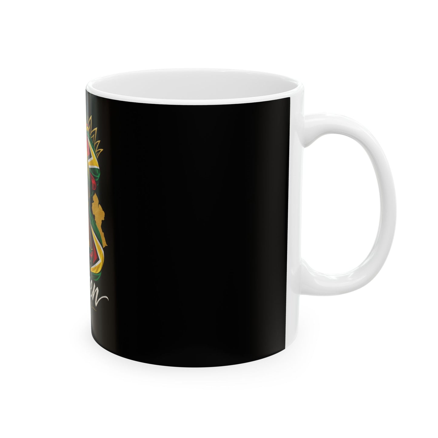 Guyanese Queen Ceramic Mug — Afrocentric Black Pride Coffee Cup (11oz/15oz)