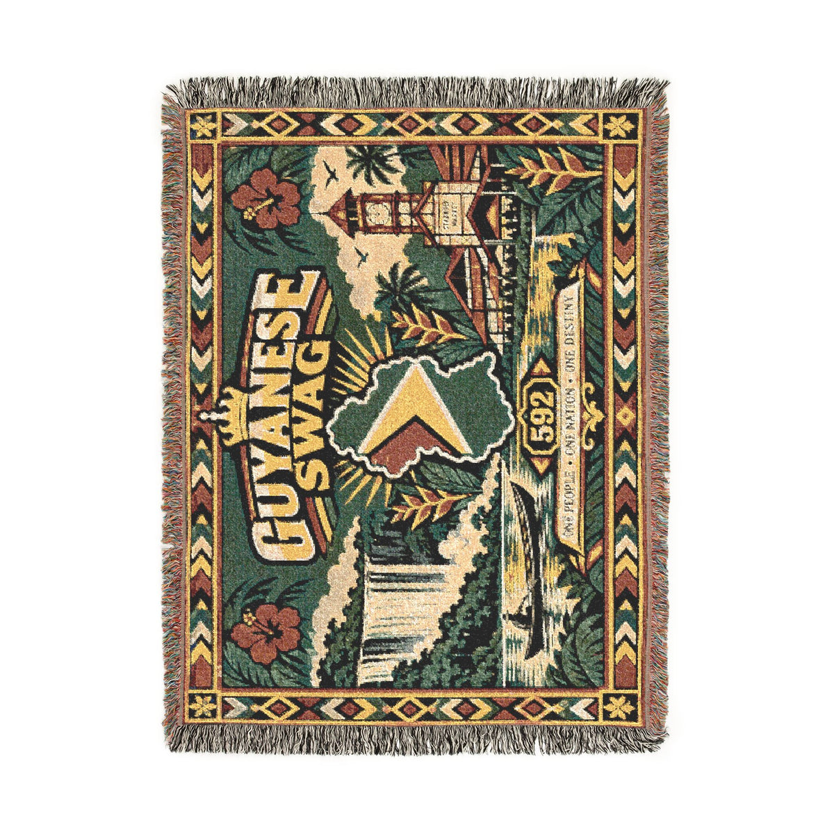 Guyana waterfall woven tapestry blanket home decor