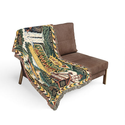 Guyana waterfall woven tapestry blanket for sofa