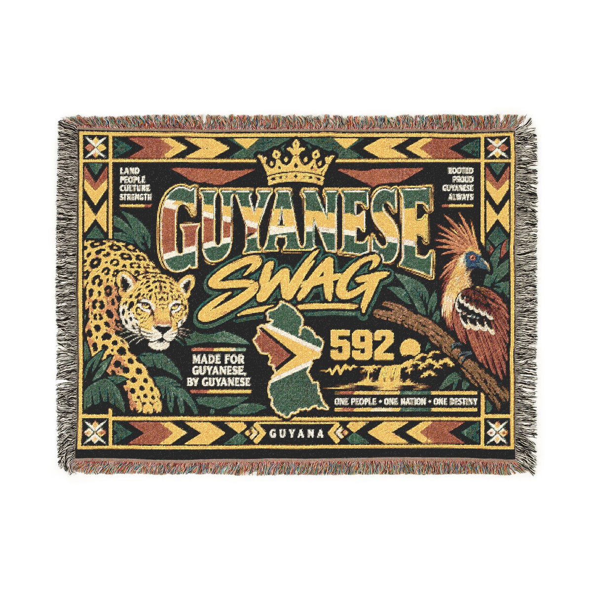 Retro Guyana woven blanket for sofa or wall display