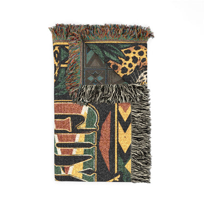 Retro Guyana wildlife woven blanket for living room decor