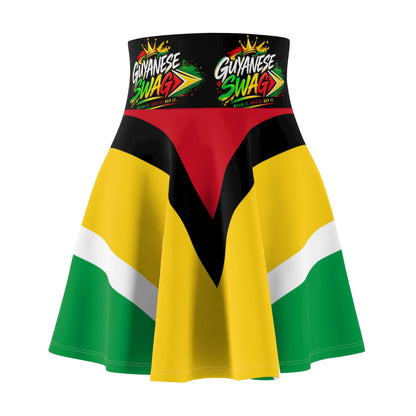 Guyanese Flag Skater Skirt — "Guyanese Swag" Waistband