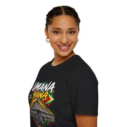 Umana Yana T-Shirt — Guyana Traditional Hut Design, "A Place of Meeting"