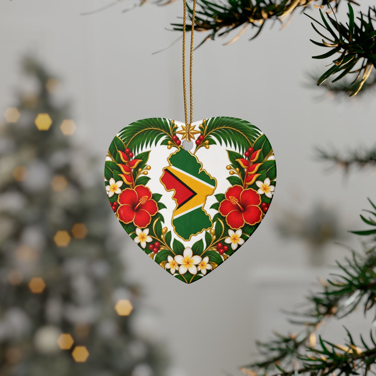 Guyana Ceramic Christmas Ornament – 5 Shapes & Multipacks