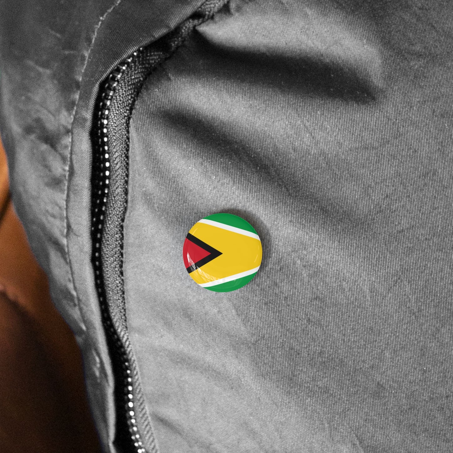 Guyana Flag Round Pin — Patriotic Lapel Button