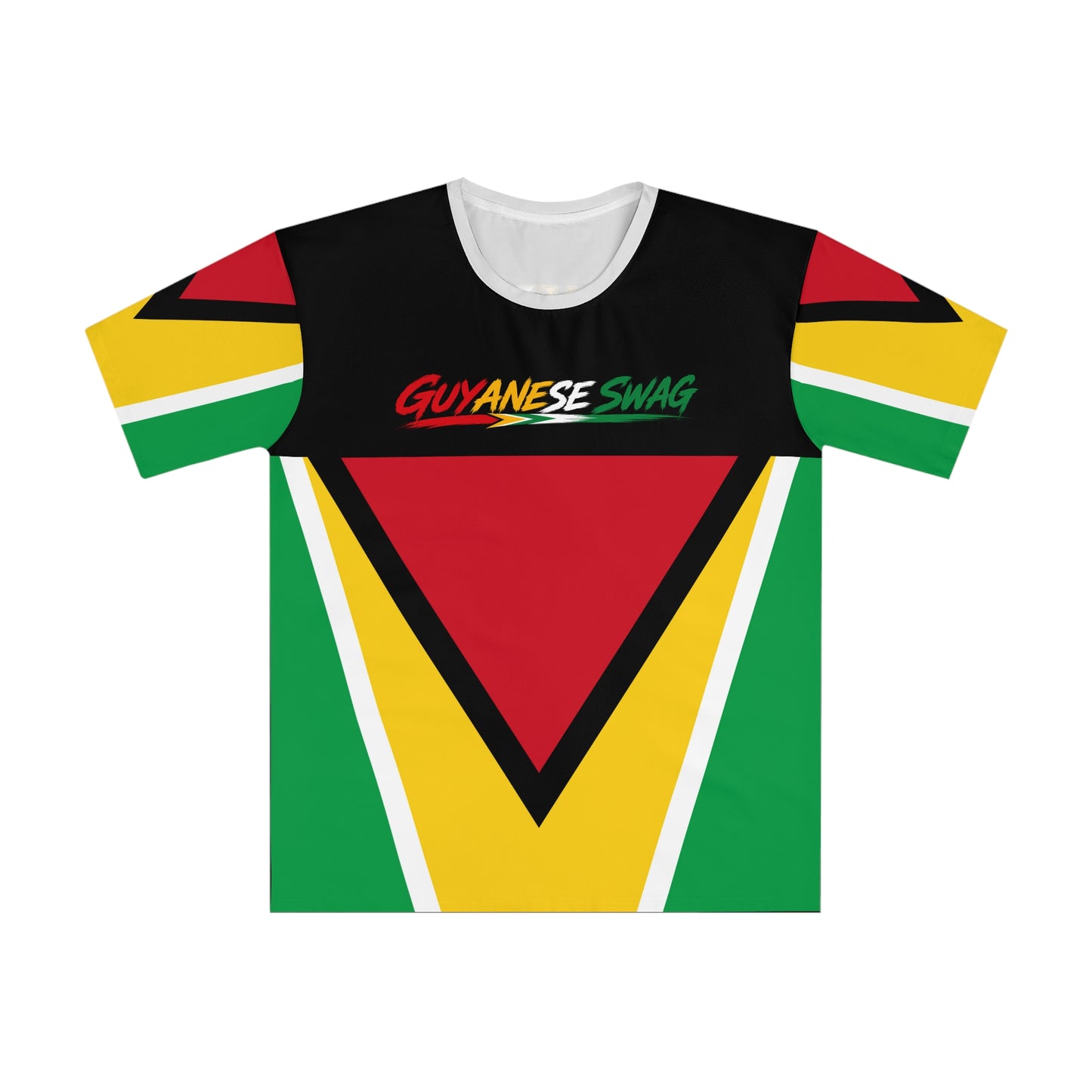 Guyanese Swag All-Over Print Tee — Guyana Flag & Coat of Arms Design