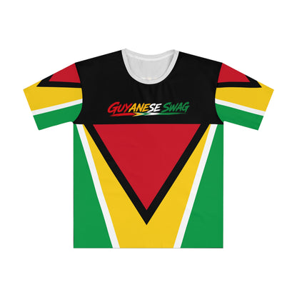 Guyanese Swag All-Over Print Tee — Guyana Flag & Coat of Arms Design