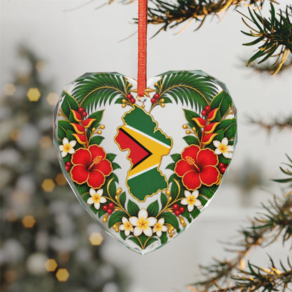 Crystal glass Guyana ornament with Golden Arrowhead inspired artwork