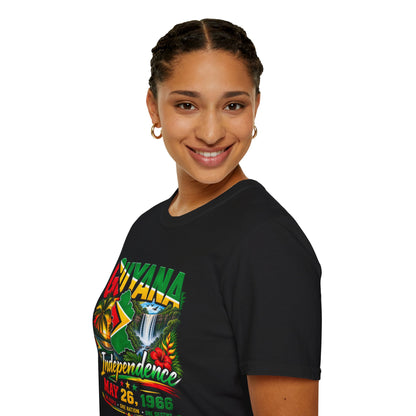 Guyana Independence T-Shirt — May 26, 1966 Retro Flag & Waterfall Tee