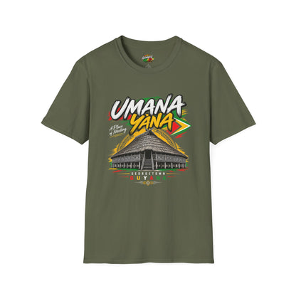 Umana Yana T-Shirt — Guyana Traditional Hut Design, "A Place of Meeting"