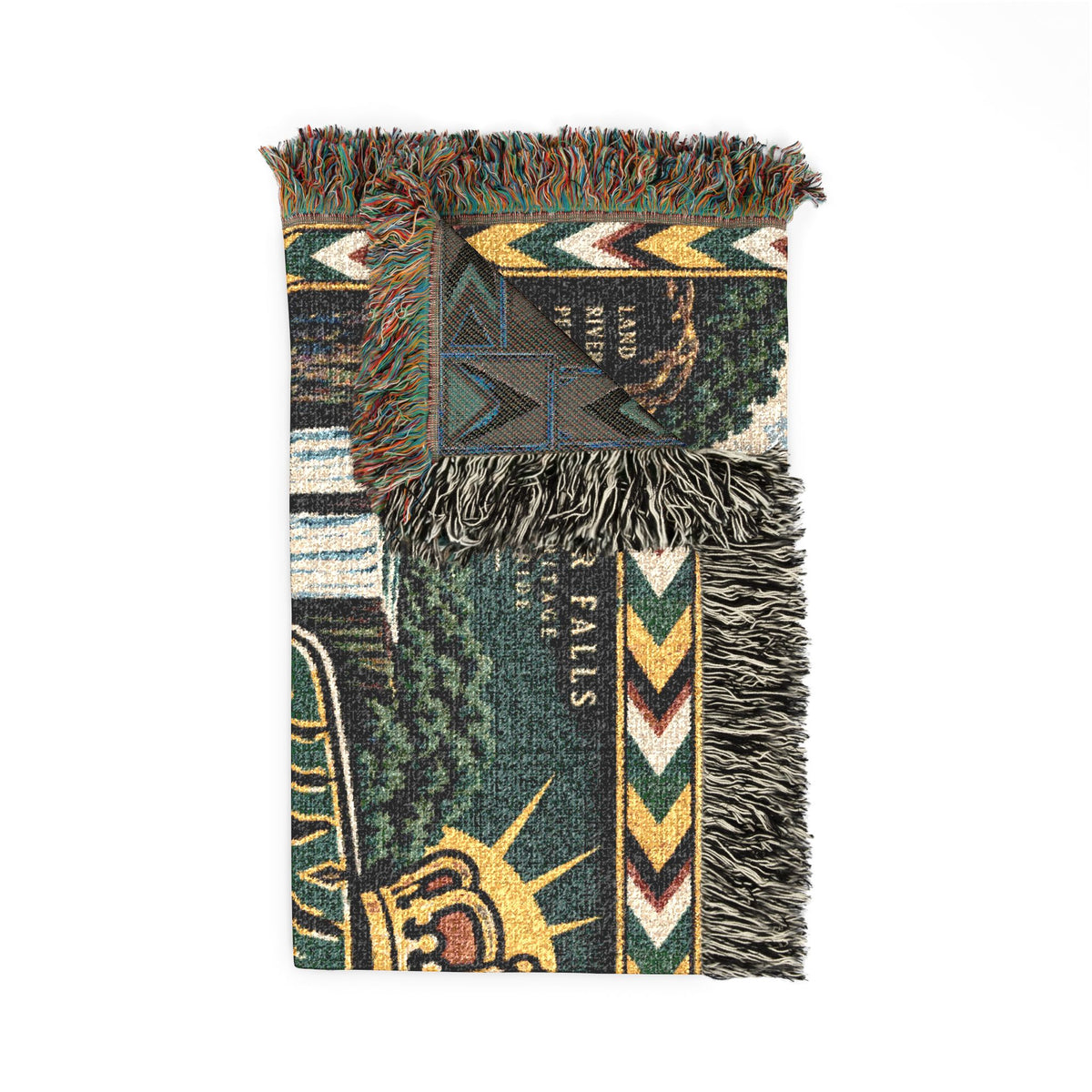 Guyana cotton throw blanket with river and waterfall artwork