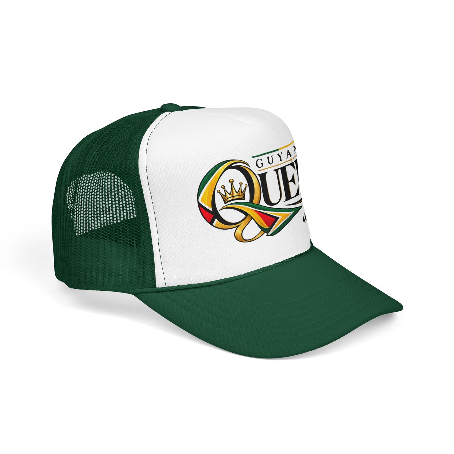 Guyanese Queen Trucker Hat — Foam Mesh Cap with Crown Script