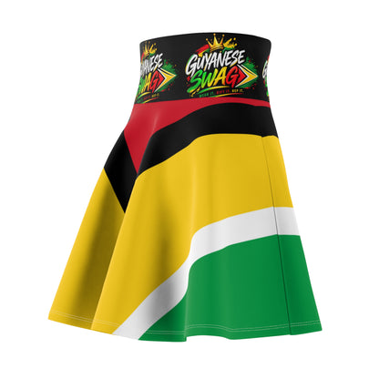 Guyanese Flag Skater Skirt — "Guyanese Swag" Waistband