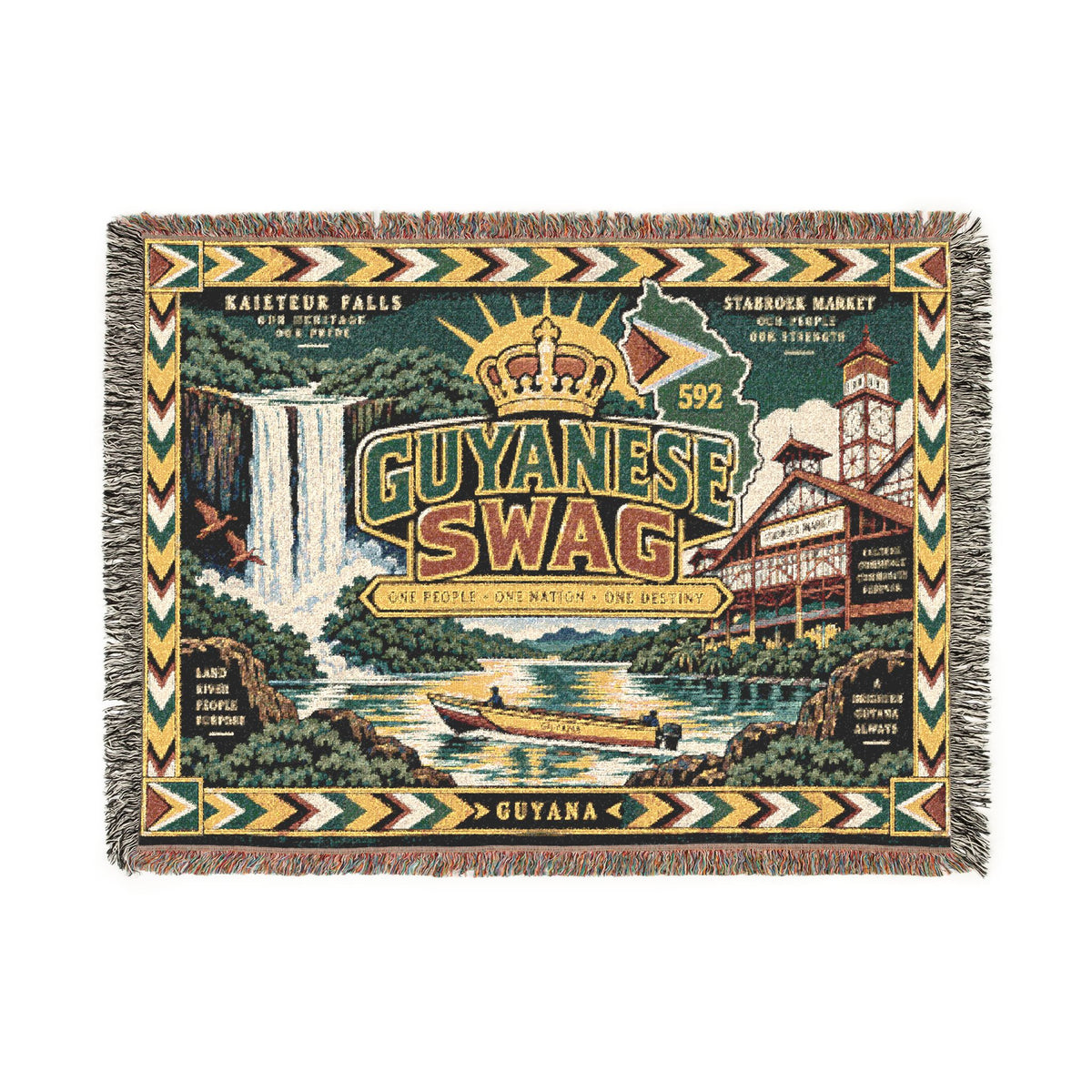 Guyana waterfall tapestry throw for living room decor