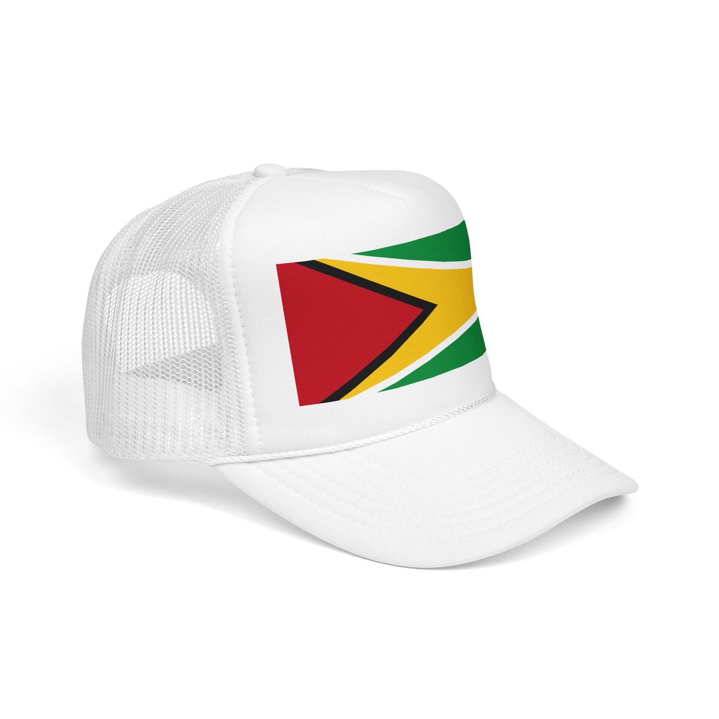 Guyana Flag Trucker Hat — Foam Mesh Cap with Retro Distressed Flag Design