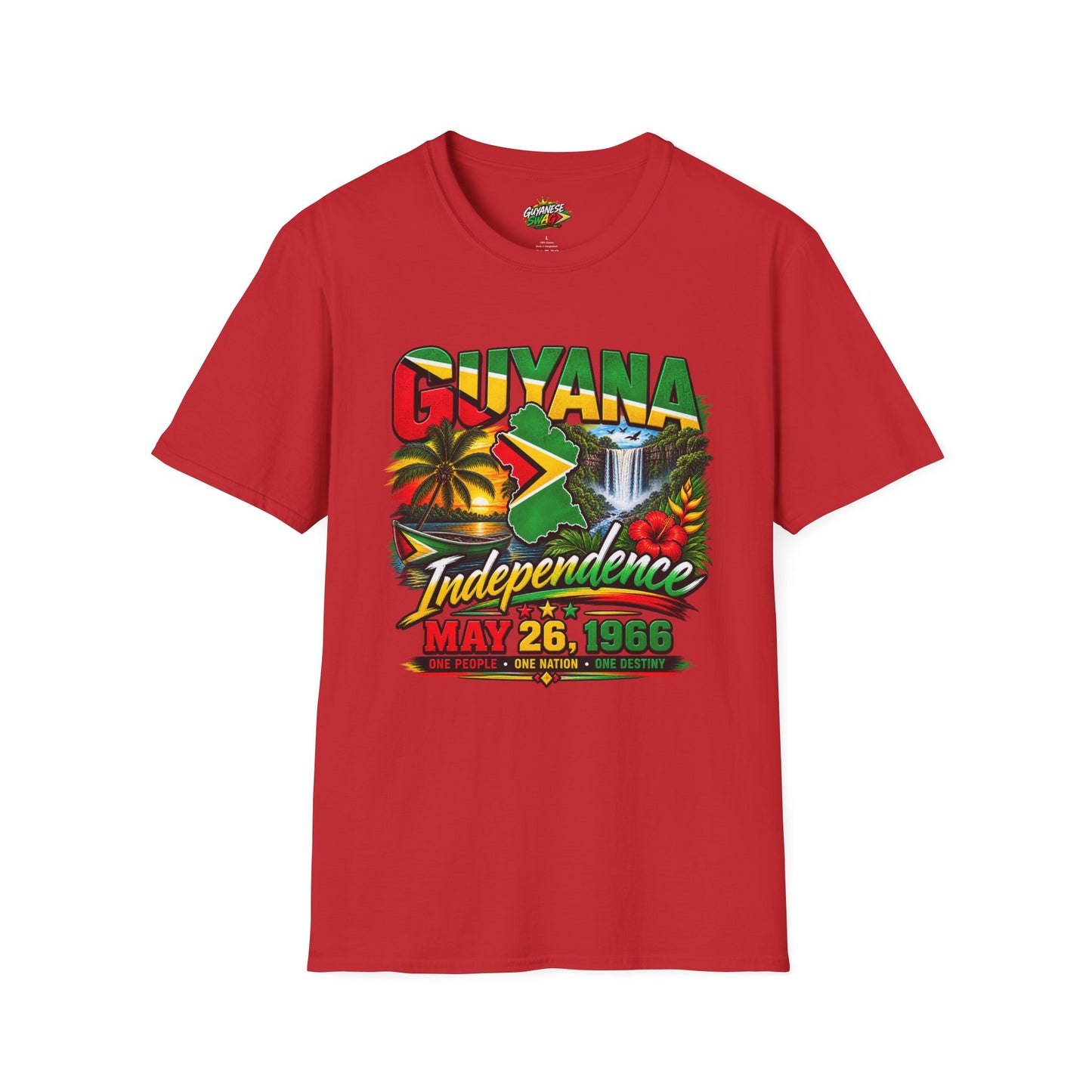Guyana Independence T-Shirt — May 26, 1966 Retro Flag & Waterfall Tee