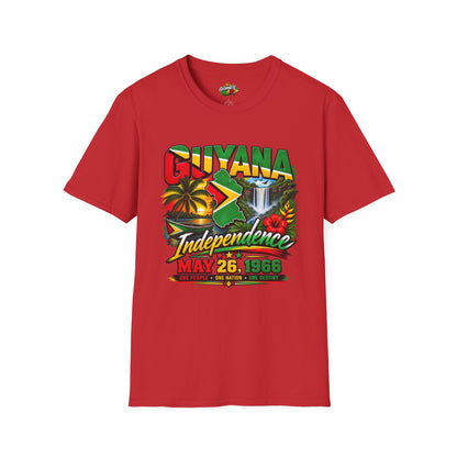 Guyana Independence T-Shirt — May 26, 1966 Retro Flag & Waterfall Tee