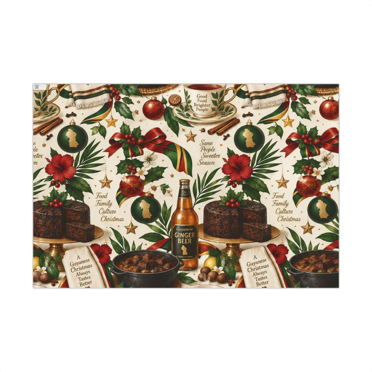 Guyanese Christmas baking and ginger beer wrapping paper – product image 4
