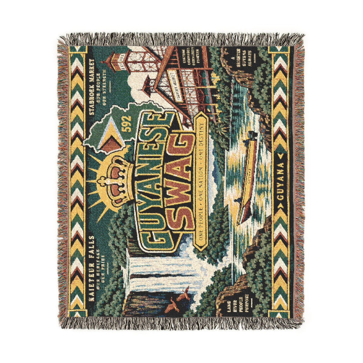 Guyanese cultural gift cotton woven blanket